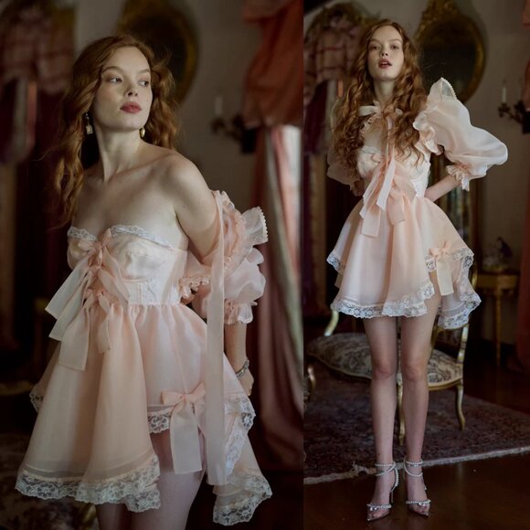 Selkie Pumpkin Froth Cake Shop Asymmetrical Mini Dress NWT - Picture 2 of 10